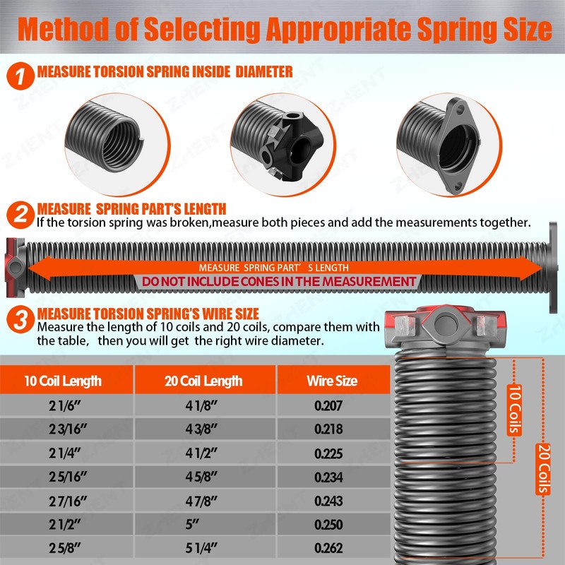 Garage Door Torsion Springs 2'' (Pair) with Non-Slip Winding Bars,