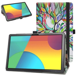 Bige for OX Tab 10 Case,PU Leather Folio 2-Folding Stand Cover for OXTAB OX 10 Tab Ox-p010 (Rectangular Camera) /OXTAB Tab 10 OX-P010-2 Square Camera (3 Camera) 10.1" Tablet,Love Tree