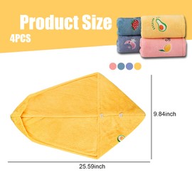 WYRGQIQN Microfibre Towel - Premium Hair Turban for Women, Quick-Drying, Versatile and Comfortable, Set of 4