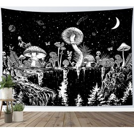 ECOTOB Mushroom Moon Mountain Forest Galaxy Star Butterfly Wall Tapestry for Bedroom Aesthetic Wall Hanging for Living Room College Dorm Decor, 80x60 Inches