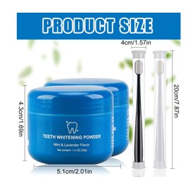 GROTOLY 2pcs Magic Toothpaste Whitening Booster Powder with 2pcs toothbrushes Gums Strengthening Restore Magic Teeth Whitening Powder for Women Men