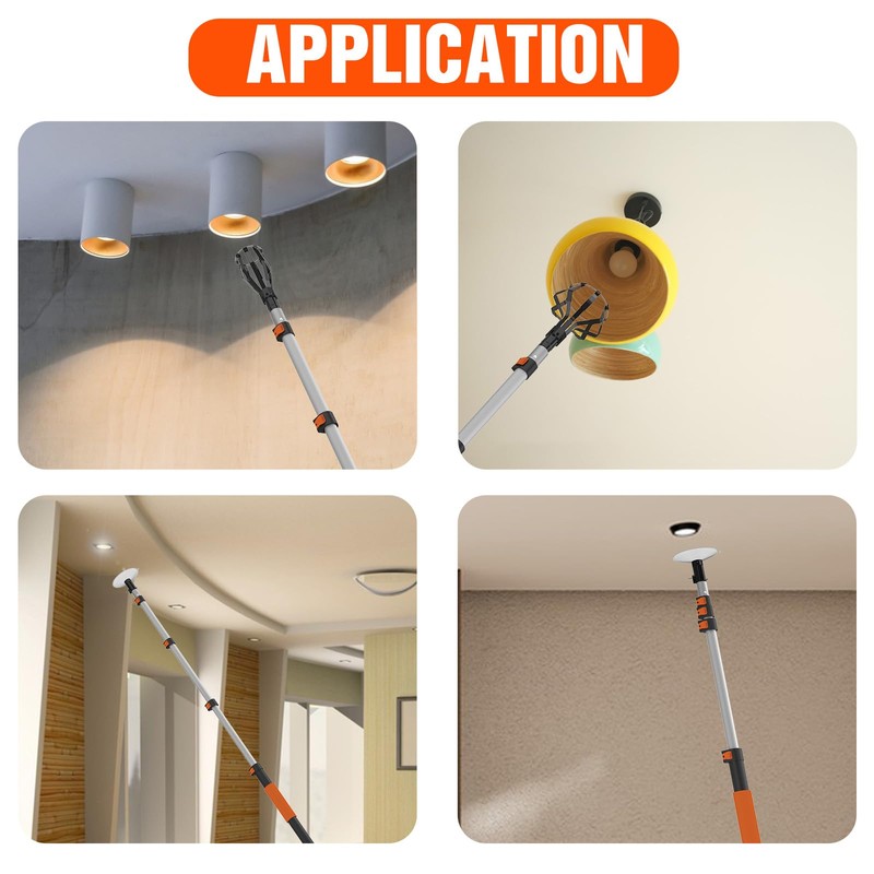 LAANPOLE 20FT Reach Light Bulb Changer for High Ceilings, Light