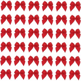 Mini Satin Ribbon Bows Flowers Red Craft Satin Ribbon Bows 1 Inch Pre-Tied Small Christmas for Flowers Appliques DIY Craft for Sewing Scrapbooking Wedding and Gift (200pcs)