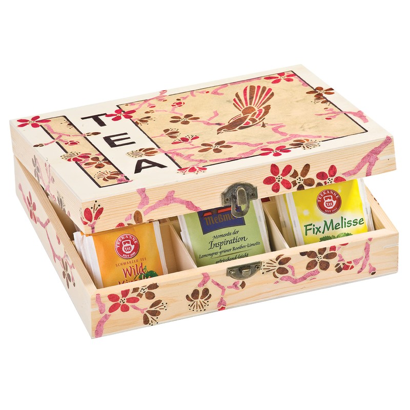 Tea Box with 9 Compartments, Tea Box, Wooden Box for