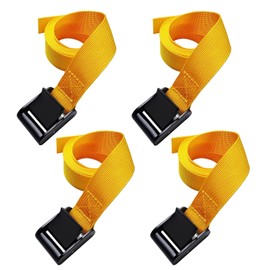 CHUMJOYA 4PCS Tie Down Straps, 1 inch Wide Lashing Straps with Buckles, Adjustable Cam Buckle Cinch Straps Suitable for Motorcycle, Cargo, Trucks,Trailer,Luggage, Car Roof Rack (Yellow, 1"*15.3')