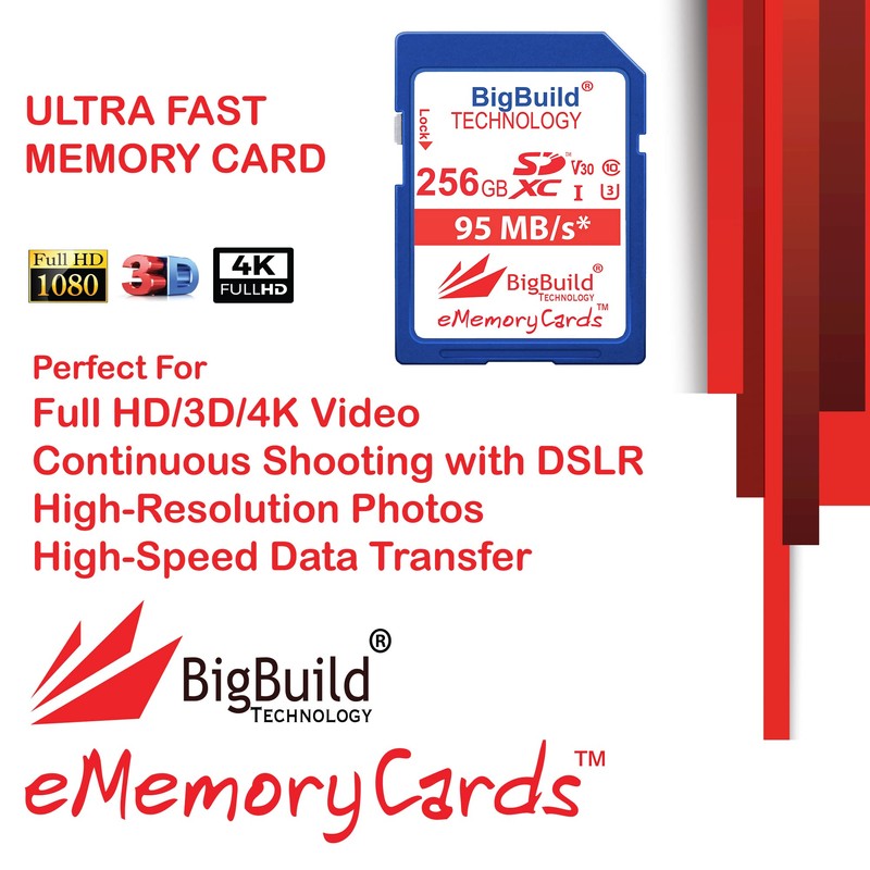 BigBuild Technology 256GB U3 SDXC Memory Card For Panasonic Lumix