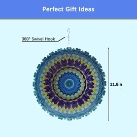 Actuaeitshd Blue Mandala Weathervane 3D Dynamic Garden Art Weathervane Metal Wind Spinner 12 Inch Stainless Steel Hanging Wind Chime for Patio, Garden and Interior Decoration