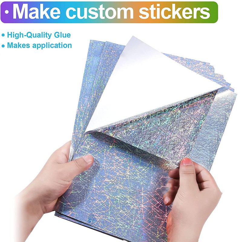 20 Sheets Printable Holographic Sticker Paper Waterproof Quick Drying A4