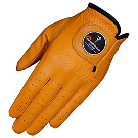 Ever-Bright Men's Golf Gloves OptiColor Premium Leather Golf Glove (Orange, Right Medium/Large)