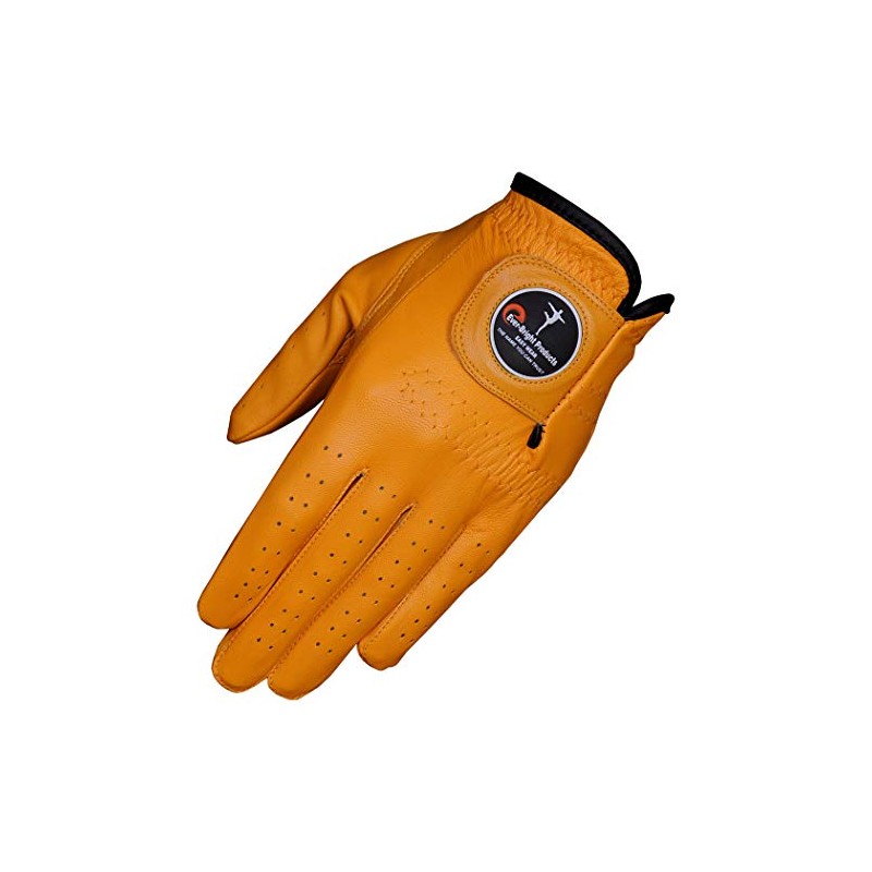 Ever-Bright Men's Golf Gloves OptiColor Premium Leather Golf Glove (Orange,