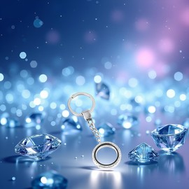 Wentoenapp Silver Crystal Round Floating Glass Locket Memory Keyring Charm Comfortable and Environmentally Necklaces, Car Keychain, Women's Lockets, Lockets