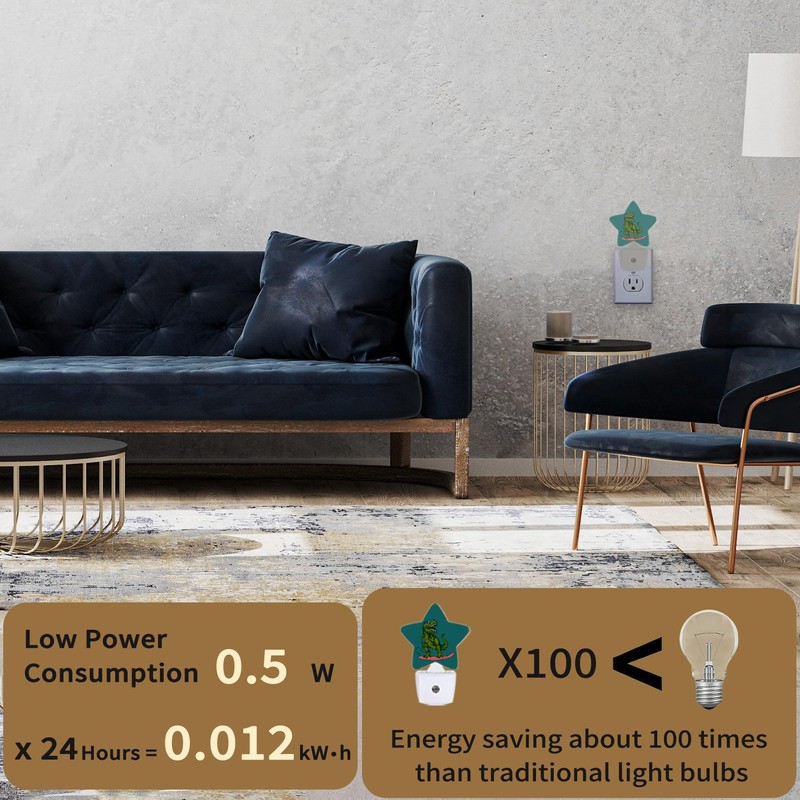 Losthll Dinosaur Green Night Light Plug-in Dusk to Dawn Smart