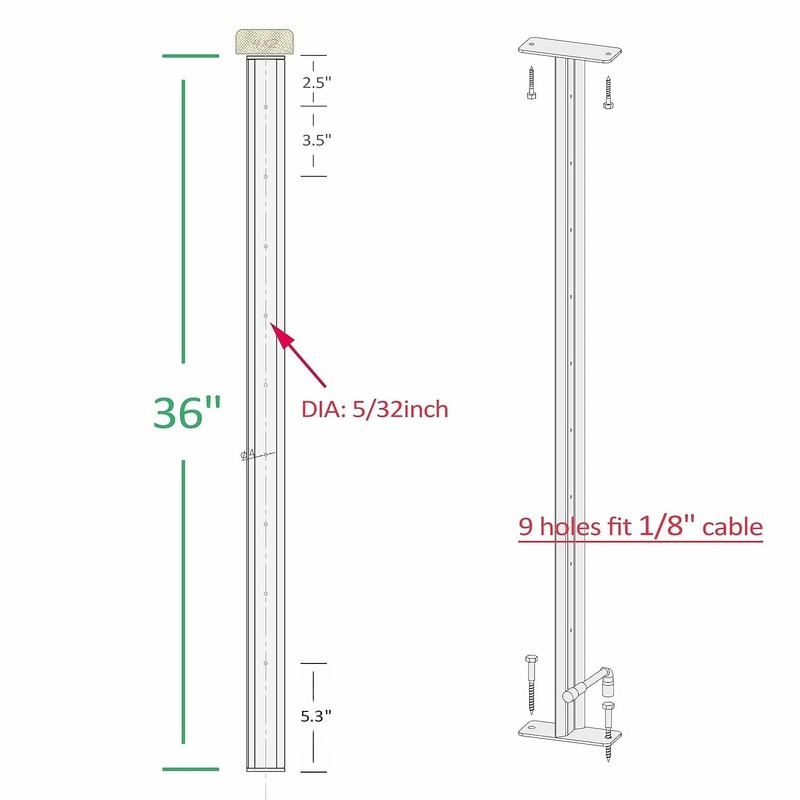 Deck Man 2 Pack Stainless Steel Pre-drilled Intermediate Post/Studdle Pickets