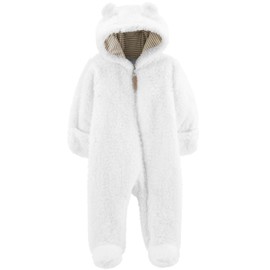 Carter's 0-9 Months Hooded Sherpa Bunting Pram (White Sherpa, 3 Months)