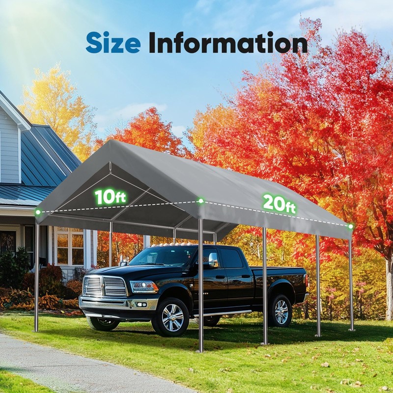10x20 ft Carport Replacement Top Cover, Heavy Duty Waterproof &
