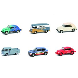 DCD Club Vee-Dub Series 20 Set of 6 1/64 Metal Alloy Diecast Model Cars by Greenlight