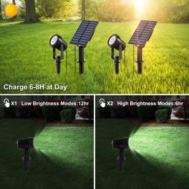 NATPOW Solar Spot Lights, Solar Spotlights Outdoor Garden, 2-in-1 Landscape Spot Lights IP65 Waterproof Auto ON/Off Outdoor Wall Lights for Pathway Garden Yard Driveway Porch Walkway(3000K)