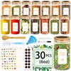 BGraceyy Spice Jars with Labels, 30Pcs 6oz Glass Spice Jars