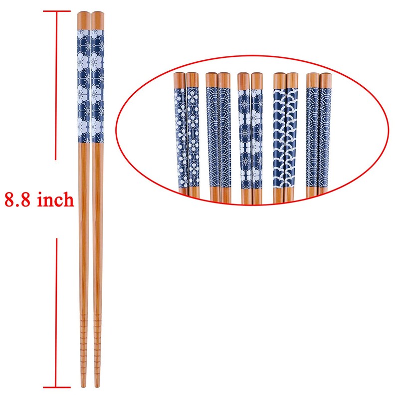 Antner 5 Pairs Natural Bamboo Chopsticks Reusable Classic Japanese Style