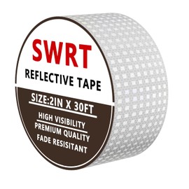 SWRT Reflective Tape 2 Inch x 30 Feet DOT-C2 Shining Star Fade Resistant White Reflective Tape Outdoor Waterproof Strong Adhesive Safety Warning Tape Reflector Conspicuity Tape for Trailer Trucks Bike