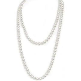 Pearl Necklace 1920s Long Faux Pearl Necklace Imitation Pearl Necklace for Costume Wedding Party
