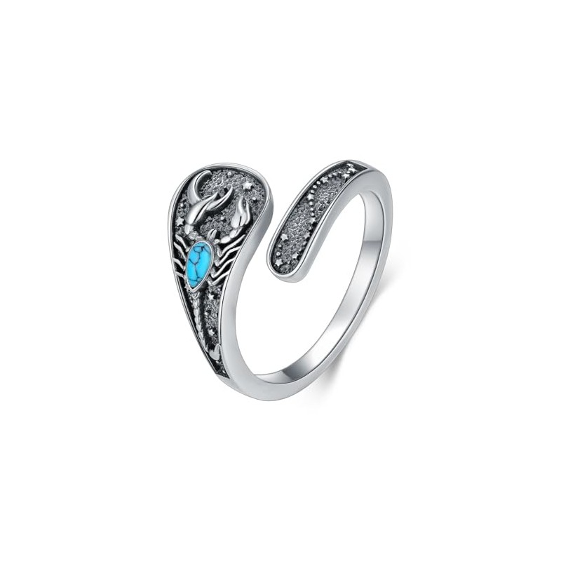 HUKKUN Scorpion Ring Sterling Silver Scorpion Spoon Ring Animal Jewelry