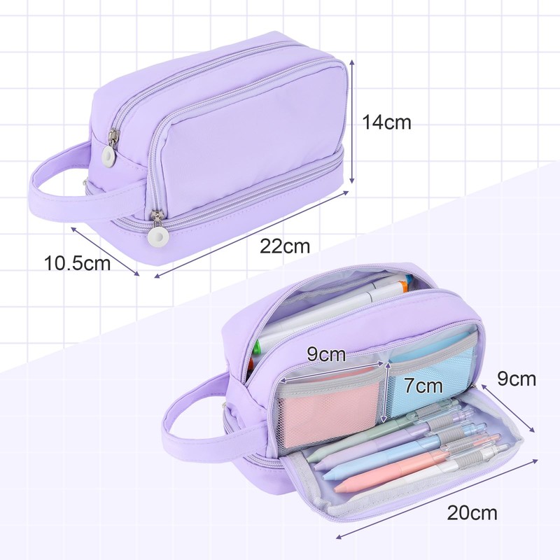 Alyvisun Large Capacity Pencil Case with 3 Compartments for Boys