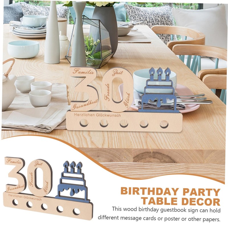 STOBOK Unique Wooden Guestbook Sign Birthday Decor Number Sign Desk