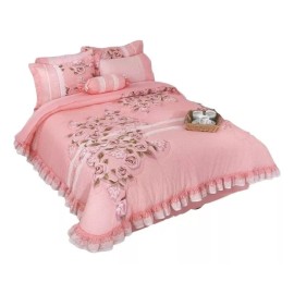 Competition Edredón Antonieta Matrimonial C/sábanas Competition 9 Pzas. Color Coral Claro Diseño De La Tela Floreado