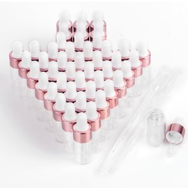 Easeen - 50 botellas cuentagotas de muestra, mini botellas cuentagotas de 3 ml con 2 cuentagotas de plástico para viajes, aceites esenciales, bricolaje cosmético, muestras líquidas (oro rosa)
