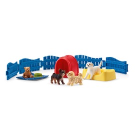 Schleich Farm World Puppy Pen 13-piece Educational Playset for Kids Ages 3-8