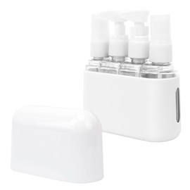 Skycase Travel Bottles - Leak Proof Refillable Tsa Approved Travel Size Toiletries, 4 in 1 Liquid Bottles Containers with Labels and Funnel Airplane Accessories Kits for Lotion Liquid (Grey)