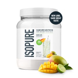 Isopure Clear Whey Isolate Protein Powder, Lactose Free, Gluten Free, Naturally Flavored, Mango Lime, 20g Protein Per Serving, 14.1 Oz, 16 Servings (Packaging May Vary)