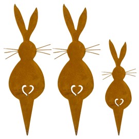 DBALL Easter Bunny Garden Decoration for Outdoor Use Set of 3 Rust Garden Stake Vintage Easter Decoration Outdoor Rabbit Silhouette Easter Decoration for Outdoor Easter Decoration for Garden Wreaths