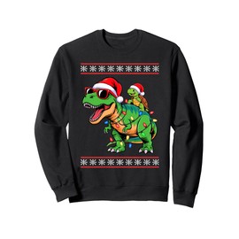 Christmas Sea Turtle T-Rex Dinosaur Tyrannosaurus Rex Sweatshirt
