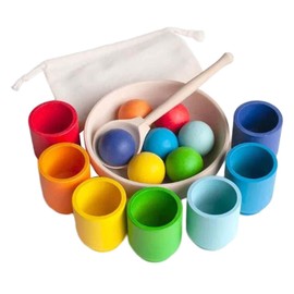 MagiDeal Rainbow Balls in Cups Montessori Toy Assorted Colours with Cups and Balls for Kids 7 Colours
