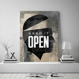 Keep It Open Inspirational Framed Office Wall Art Easy to Hang-18 Wx24 H