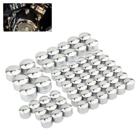 62 Pcs Motorcycle Bolt Covers Engine Head Bolt Toppers Caps Kit for Harley 2017-2024 Touring Road King Street Glide Road Glide Electra Glide 2018-2024 Softail Fat Bob Breakout Lowrider S (Chrome)