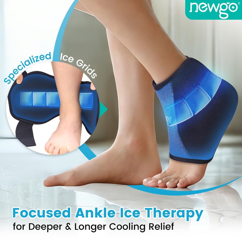 NEWGO Ankle Ice Pack Wrap for Swelling, Flexible Gel Ice