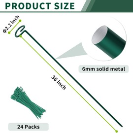 36” Tall Plant Stakes, 6 Pack Plant Support Stakes,6mm Heavy-Duty Metal Garden Stakes, Flower Stakes for Lilies, Dahlias, Gladiolus, Sunflowers, Tomato, Clematis