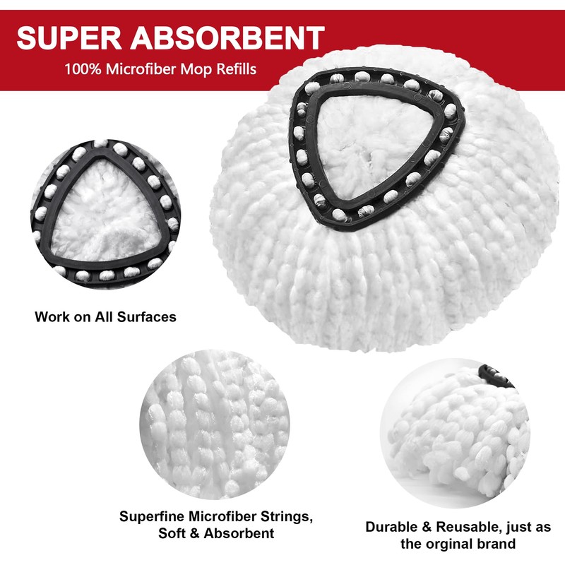 12 Pack Mop Heads Replacement for O-Ceda Easy Wrin Spin