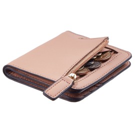 Gostwo RFID Wallet Women, Small Wallet for Women, Slim Credit Card Holder Wallet, Compact Bifold Luxury Genuine Leather Pocket Passport Wallet Ladies Girls Mini Purse Travel with ID Window, Pink