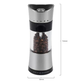 Cole & Mason H306591P Horsham Chrome Pepper Mill, Precision+ Inverta, Chrome/Acrylic, 154 mm, Single, Includes 1 x Pepper Grinder
