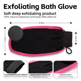 OzGrove 2 Pcs Exfoliating Body Glove, Shower Scrub Vegan Viscose Mitt for Women and Men, Dead Skin Remover for SPA Body Scrubber Self-Tan Keratosis Pilaris Dry Skin (Black)