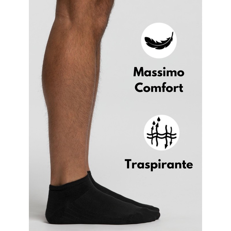 POMPEA Men's Cotton Ankle Socks, Black, 47-49 (Pack of 3)