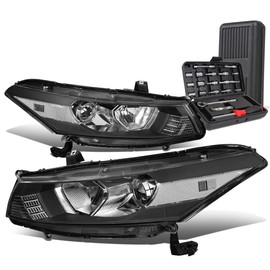 Black Housing Clear Side Projector Headlight Head Lamps+Tool Kit Compatible with Honda Accord Coupe 08-12