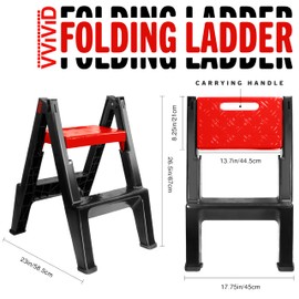 VViViD Folding Ladder 330 pounds High Stability 2 Step Heavy Duty with Anti-Skid Pattern