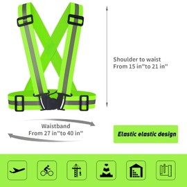 Dairzitv 2 pcs Reflective Vest, Adjustable High Visibility Reflective Safety Straps Gear for Outdoor Jogging, Cycling, Walking, Riding and Pet Walking
