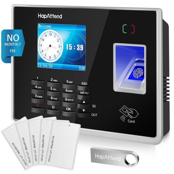 HapAttend Clocking in Machine - Fingerprint Time Clocks for Employees