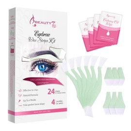 Beauty7 Beauty7 Facial Wax Strips Hair Removal Eyebrow Wax Strips Kit Fit Wax Strips Eyebrow Shaper at Home Waxing 24 Strips 4 Calming Oil Wipes for Sensitive All Skin Types for Women